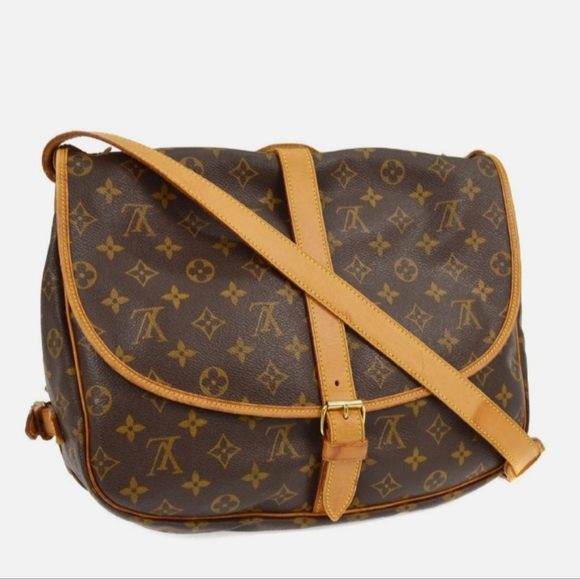 Louis Vuitton Brown Monogram Saumur 35 CM Crossbody Bag/MB0061/Great /Vintage - Picture 1 of 11